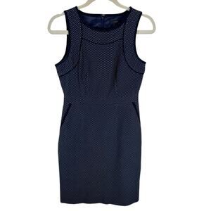 J. Crew NWOT Navy Blue White Polka Dot Sleeveless Knee Length Dress Size 4